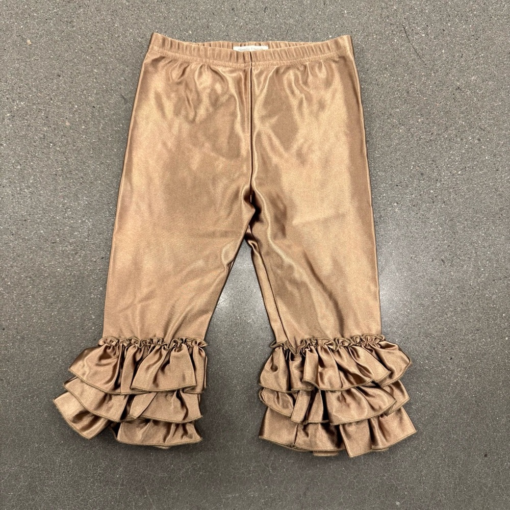 Girls Adorable Essentials Ruffle Bottom Leggings In Gold Size 6T
